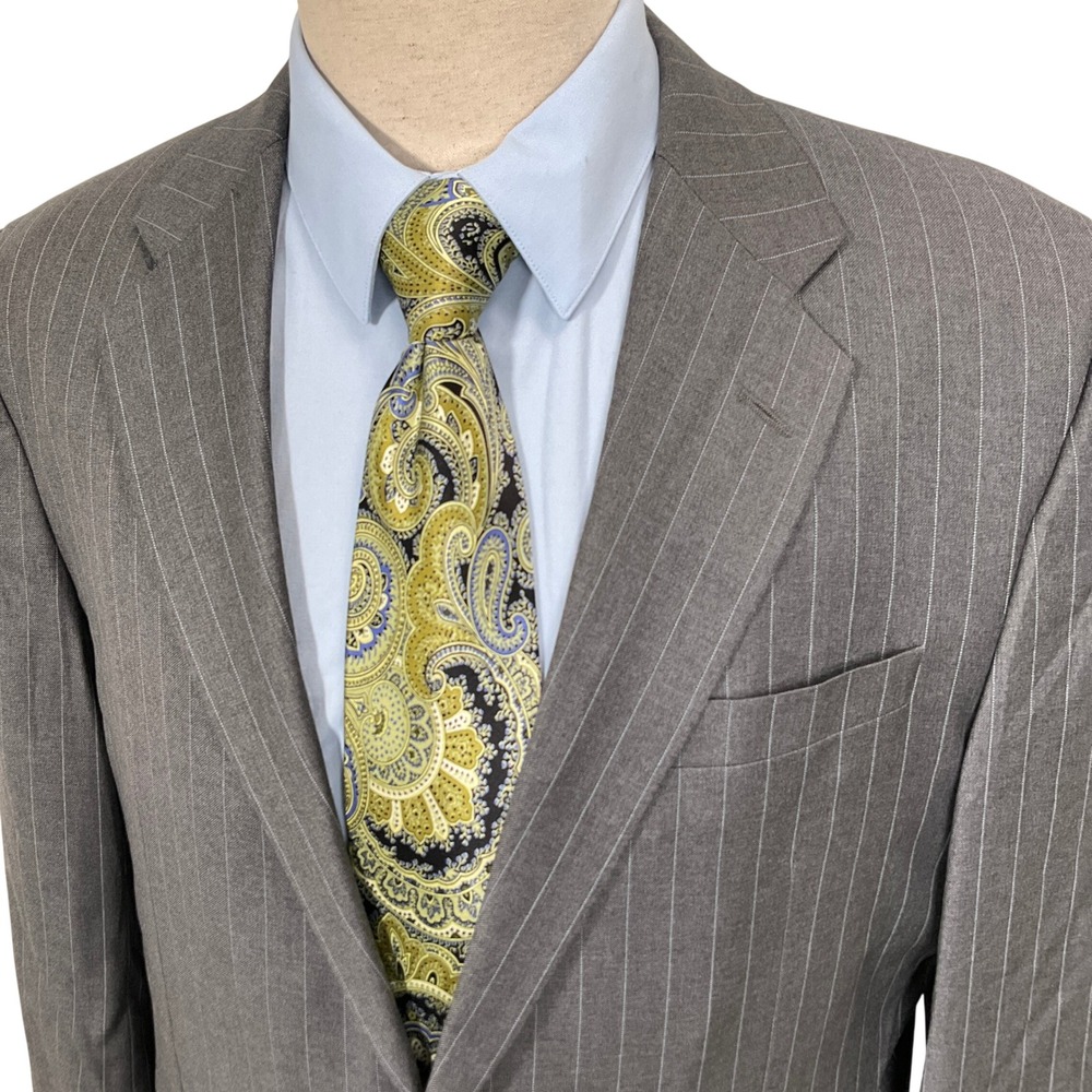 Hickey Freeman Blazer Mens 44R Gray Pinstripe‎ Madison Wool Suit Jacket USA VTG